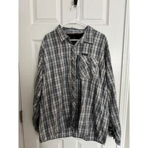 Wrangler Outdoor Button Down Blue and Gray Long Sleeve Shirt Size XXL